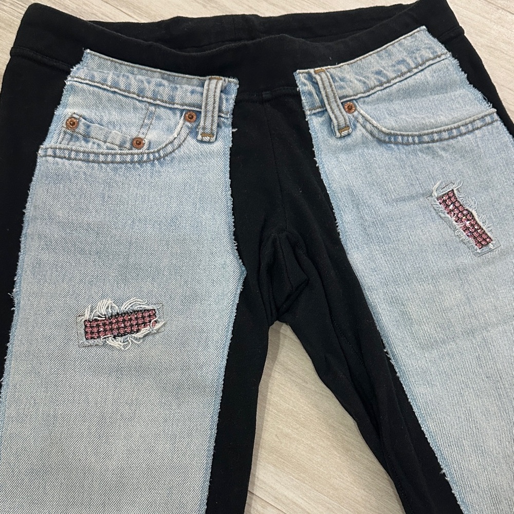 Chic Black and Light Blue Boot Cut Jeans - Picture 3 of 7